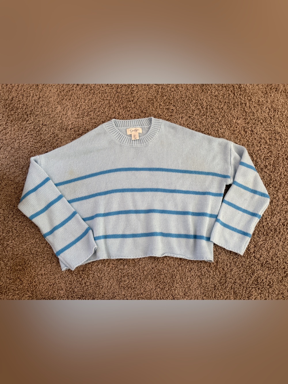 Jessica Simpson Light Blue Striped Crewneck Sweater